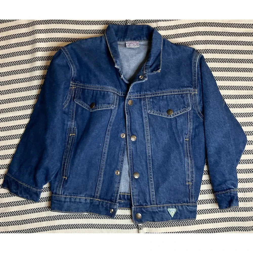 Vintage Guess Kids Denim Jacket Blue Jean‎ Classic Style  Size 6Y 100%Cotton